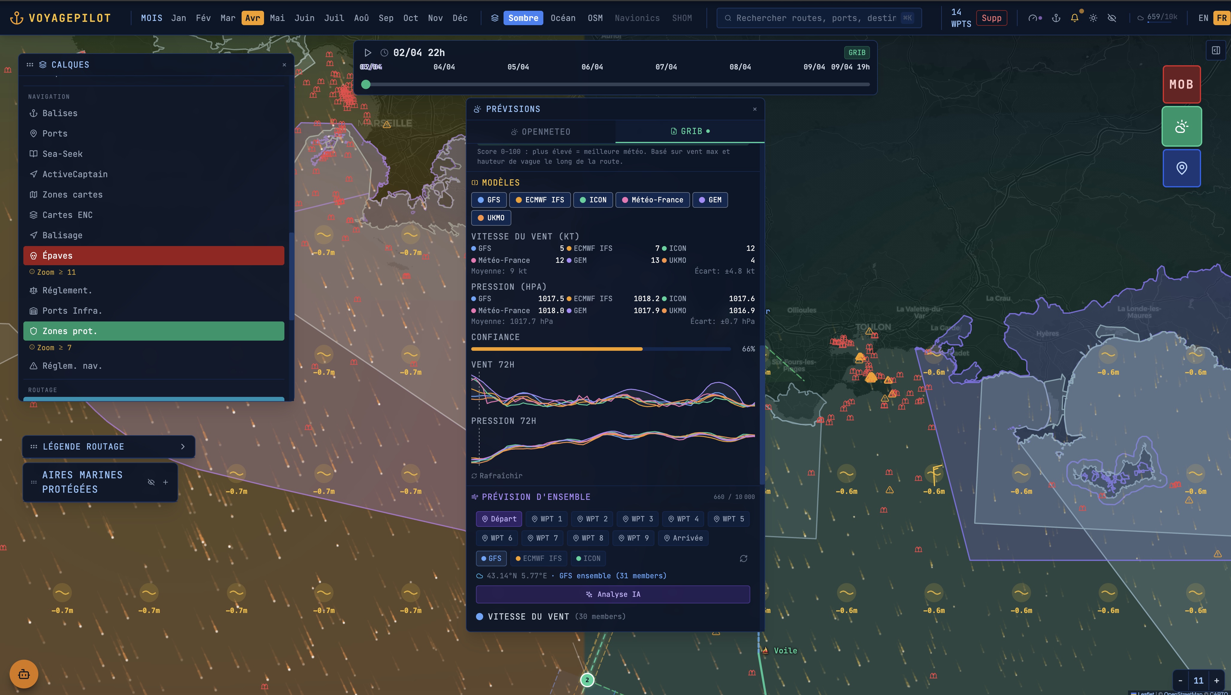 Comparaison 6 modèles météo